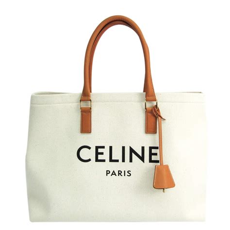 celine white canvas bag.